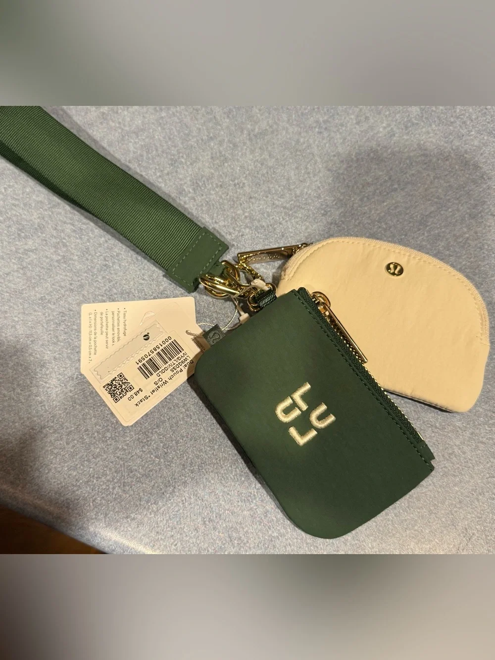 Lululemon Dual Pouch Wristlet *Stacked Green Light Ivory